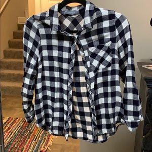 Navy Blue and White Plaid button down